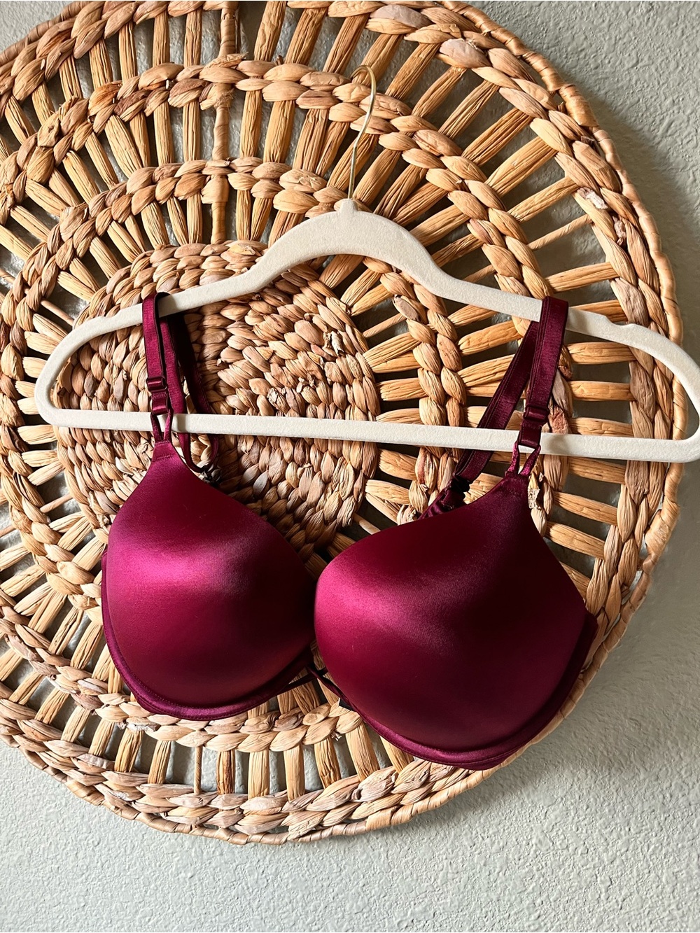Victoria's Secret Satin Bombshell Bra in Deep Wine